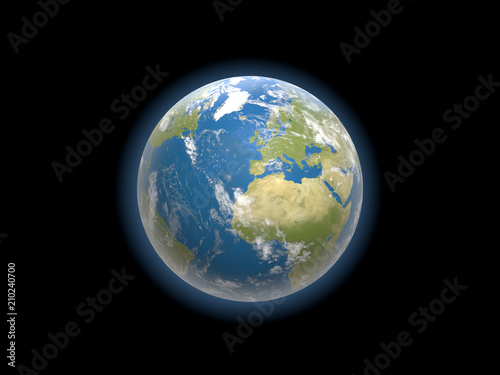 Planet Earth with clouds  Europe and part of Asia and Africa 3D-Illustration. Elements of this image furnished by Nasa