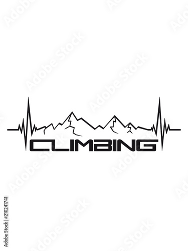climbing text frequenz herzschlag puls ausschlag bergsteiger klettern berge hoch sport hobby freizeit climbing aufstieg sicherheitsseil silhouette schwarz umriss