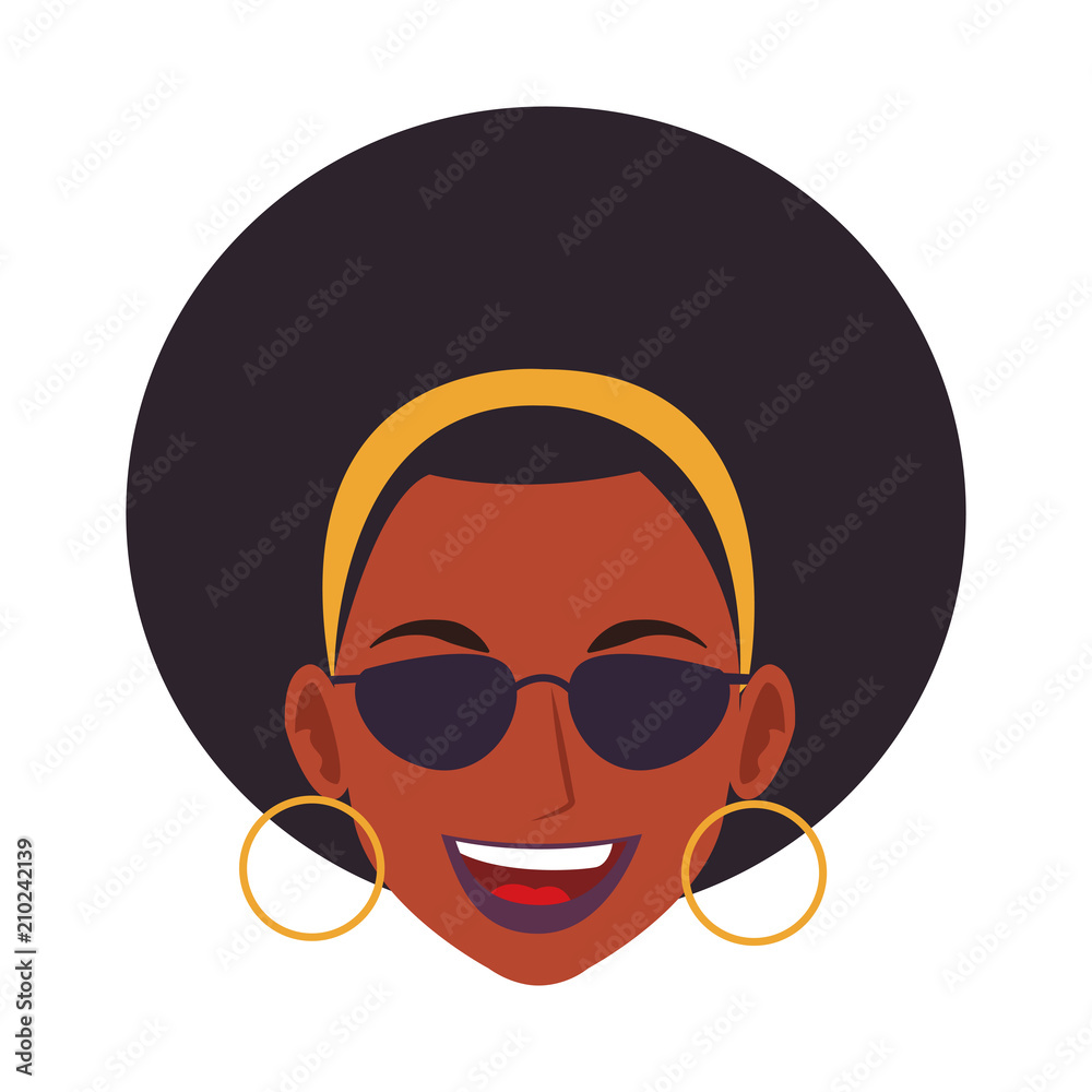 Disco woman face cartoon vector illustration graphic design