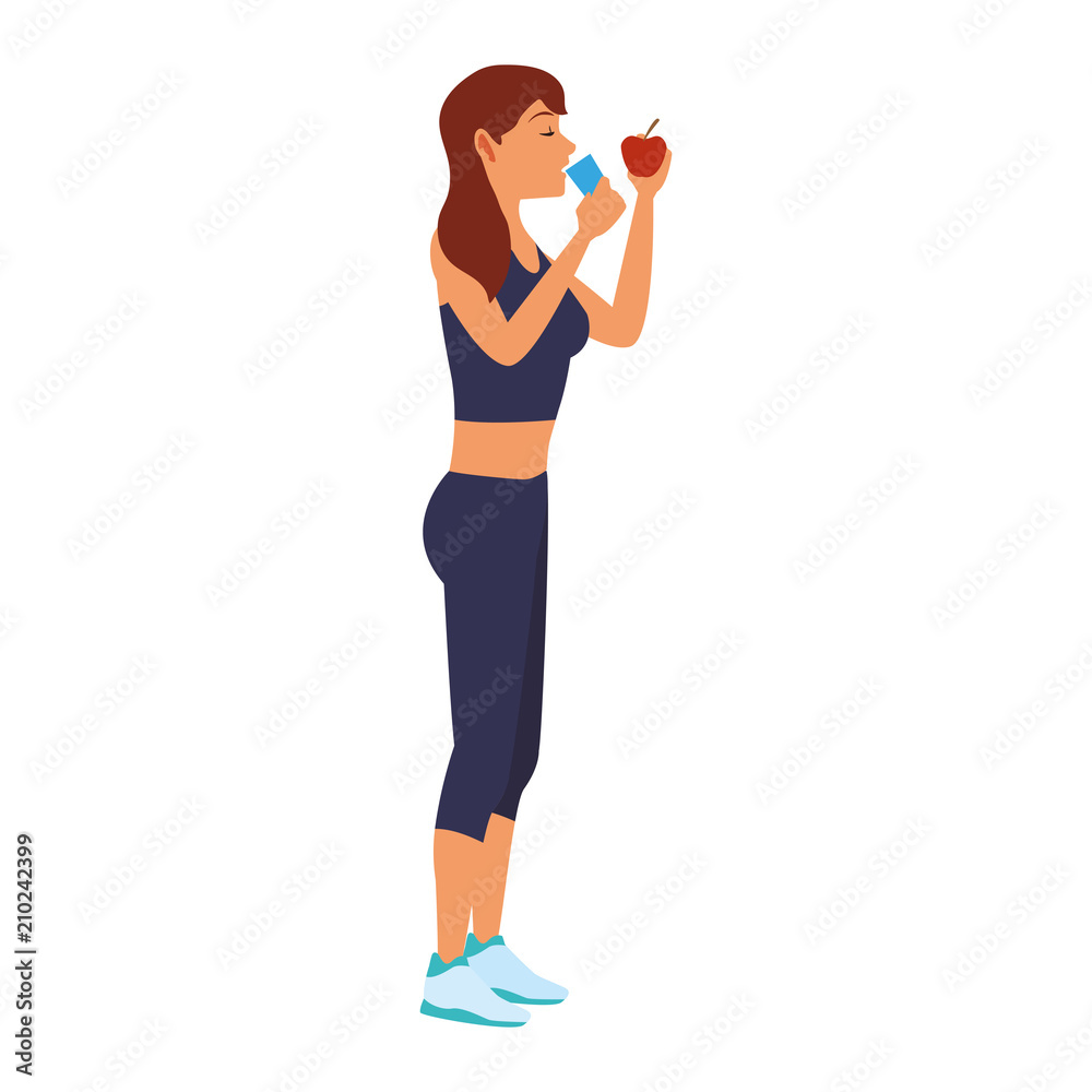 Fitness woman drinking water vector illustration graphic design Fitness woman drinking water vector illustration graphic design