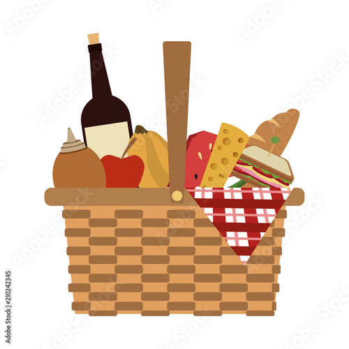Full picnic basket vector illustration graphic design