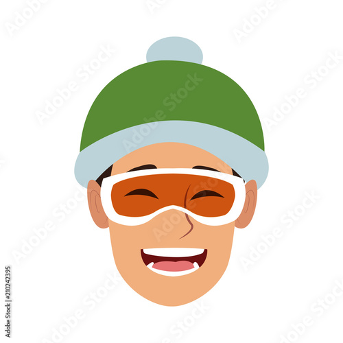 Man with googles and winter hat vector illustration graphic design
