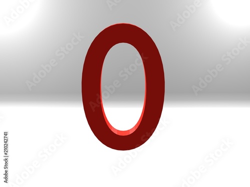 Numero 0 color rojo en fondo blanco
