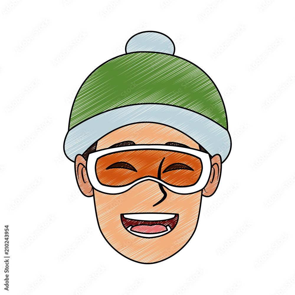 Man with googles and winter hat Man with googles and winter hat