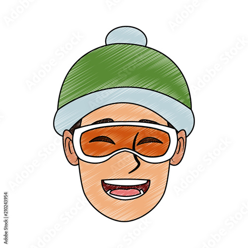 Man with googles and winter hat