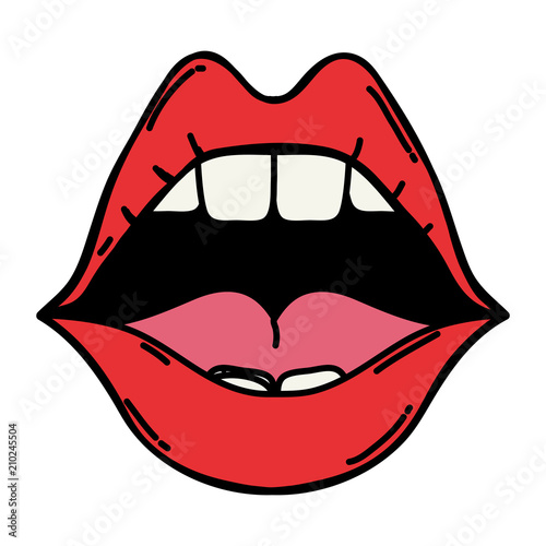 color open mouth with teeth and beauty lips