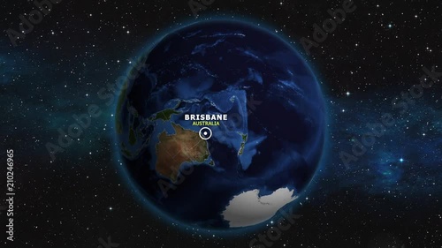 AUSTRALIA BRISBANE ZOOM IN FROM SPACE