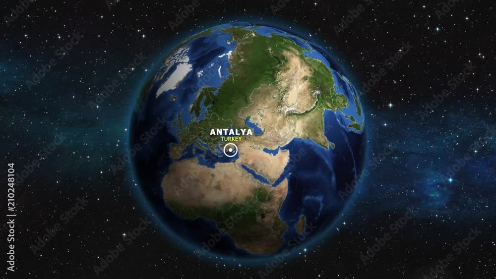 TURKEY ANTALYA ZOOM IN FROM SPACE