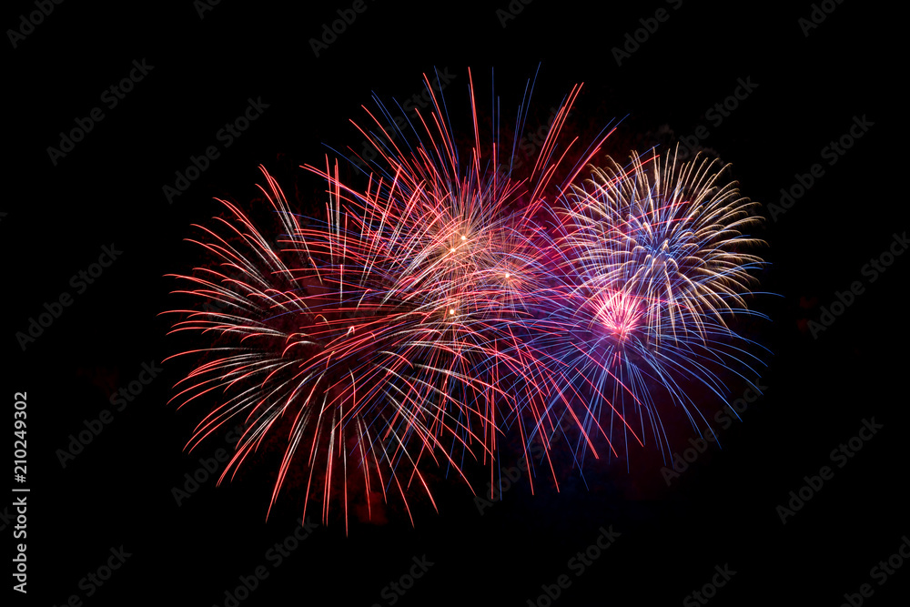 An assortment of fireworks on a black sky. Fourth of July celebration An assortment of fireworks on a black sky. Fourth of July celebration