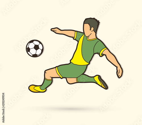Soccer player somersault kick , overhead kick action graphic vector