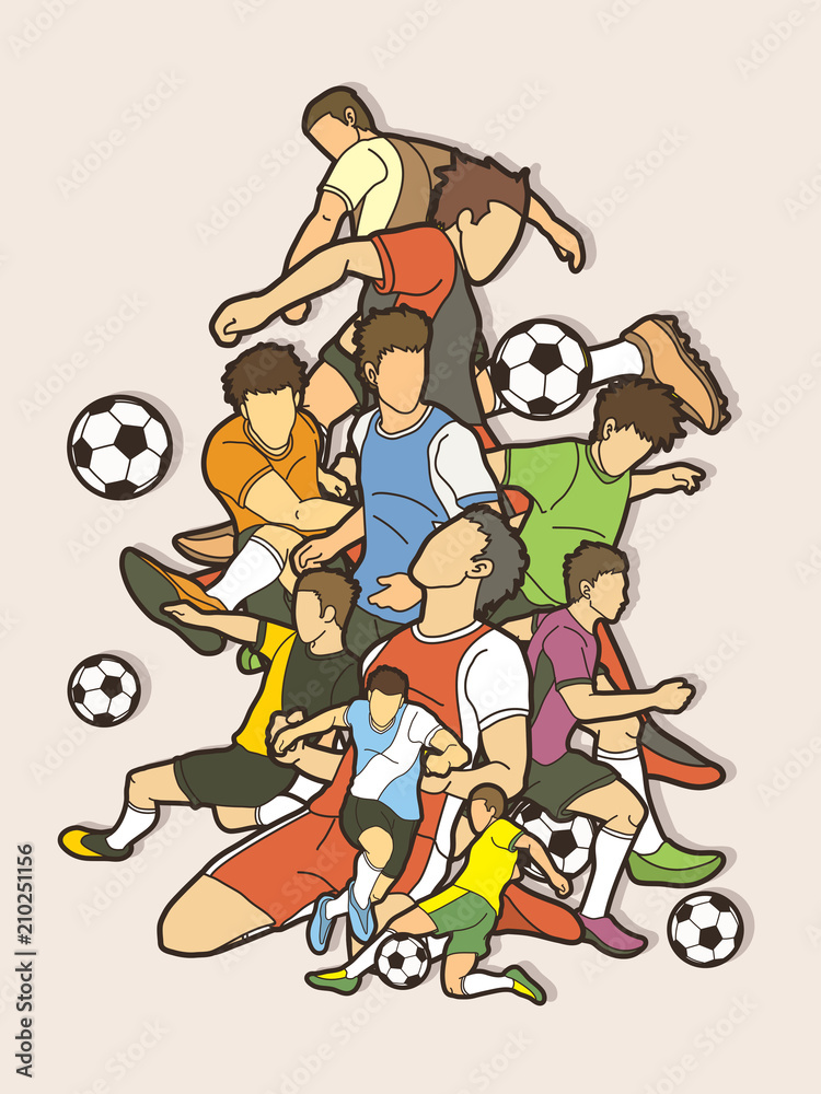 Soccer player team composition  graphic vector.