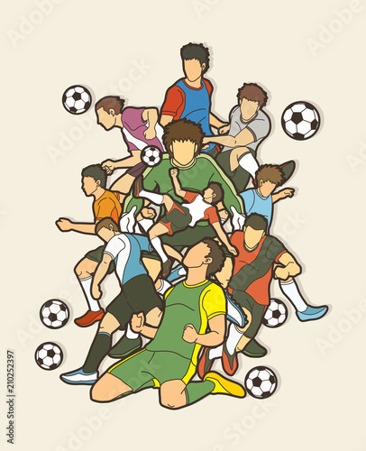 Soccer player team composition  graphic vector.