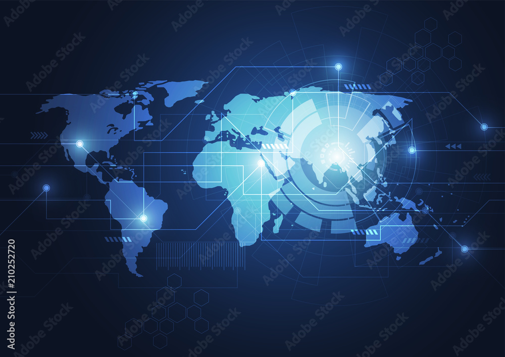 Global network business connection. World map point and line composition concept of global business. Vector Illustration