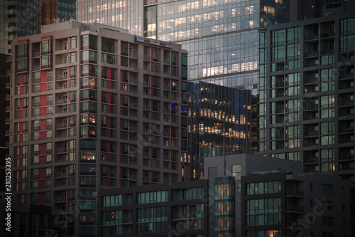 Buildings In Downtown Seattle Reflecting The Late Day Sun