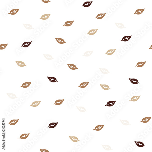 Seamless pattern, abstract falling leaves isolated on white background, vector illustration