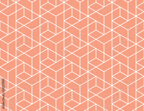 The geometric pattern with lines. Seamless vector background. White and pink texture. Graphic modern pattern. Simple lattice graphic design