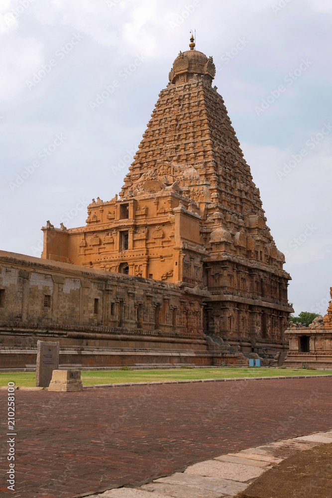 Huge gopura or vimana, Brihadisvara Temple, Tanjore, Tamil Nadu. View from North East.