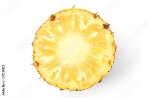 slice of pineapple on white background.