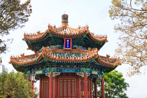 The pavilion and gazebo Vancomycin of The Jingshan Park in the capital of China Beijing. photo