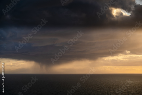 Dramatic clouds above the Atlantic between Wales and Ireland