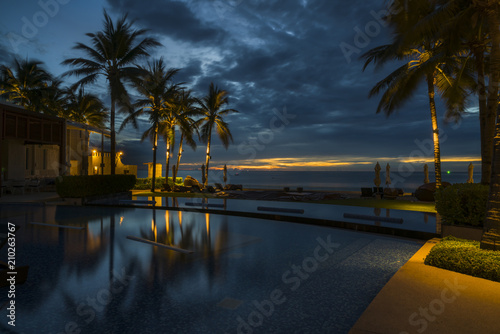 A beautiful dawn in a tropical resort