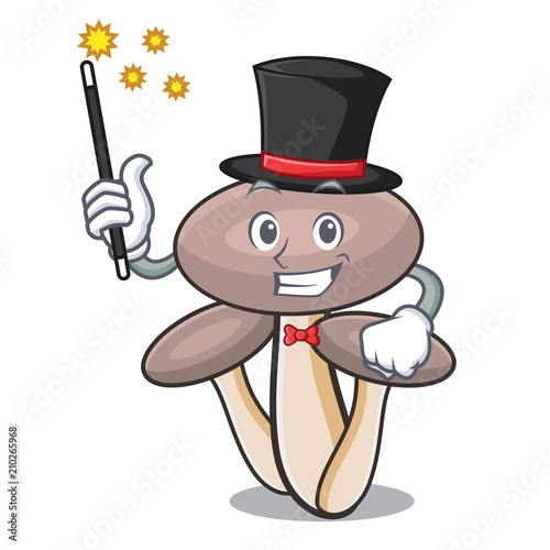 Magician honey agaric mushroom mascot cartoon