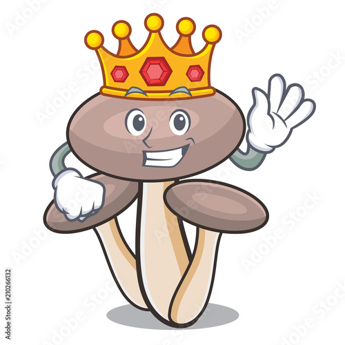 King honey agaric mushroom mascot cartoon