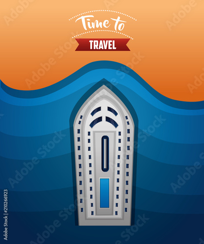 time to travel island big cruise trip vector illustration