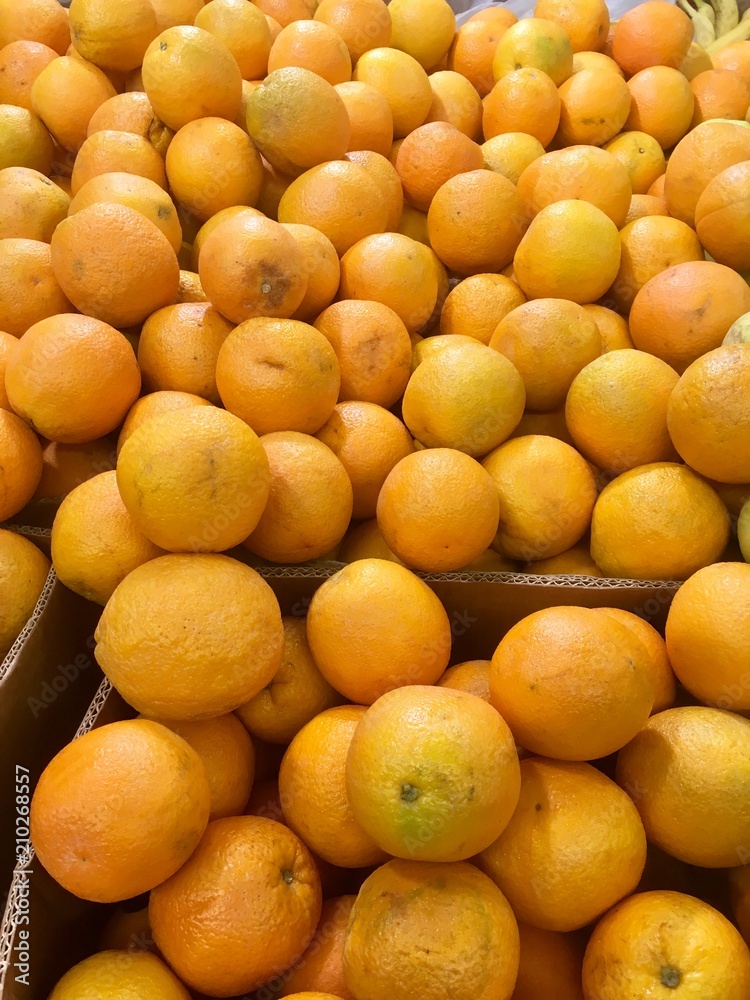 Oranges on the counter of the store Oranges on the counter of the store