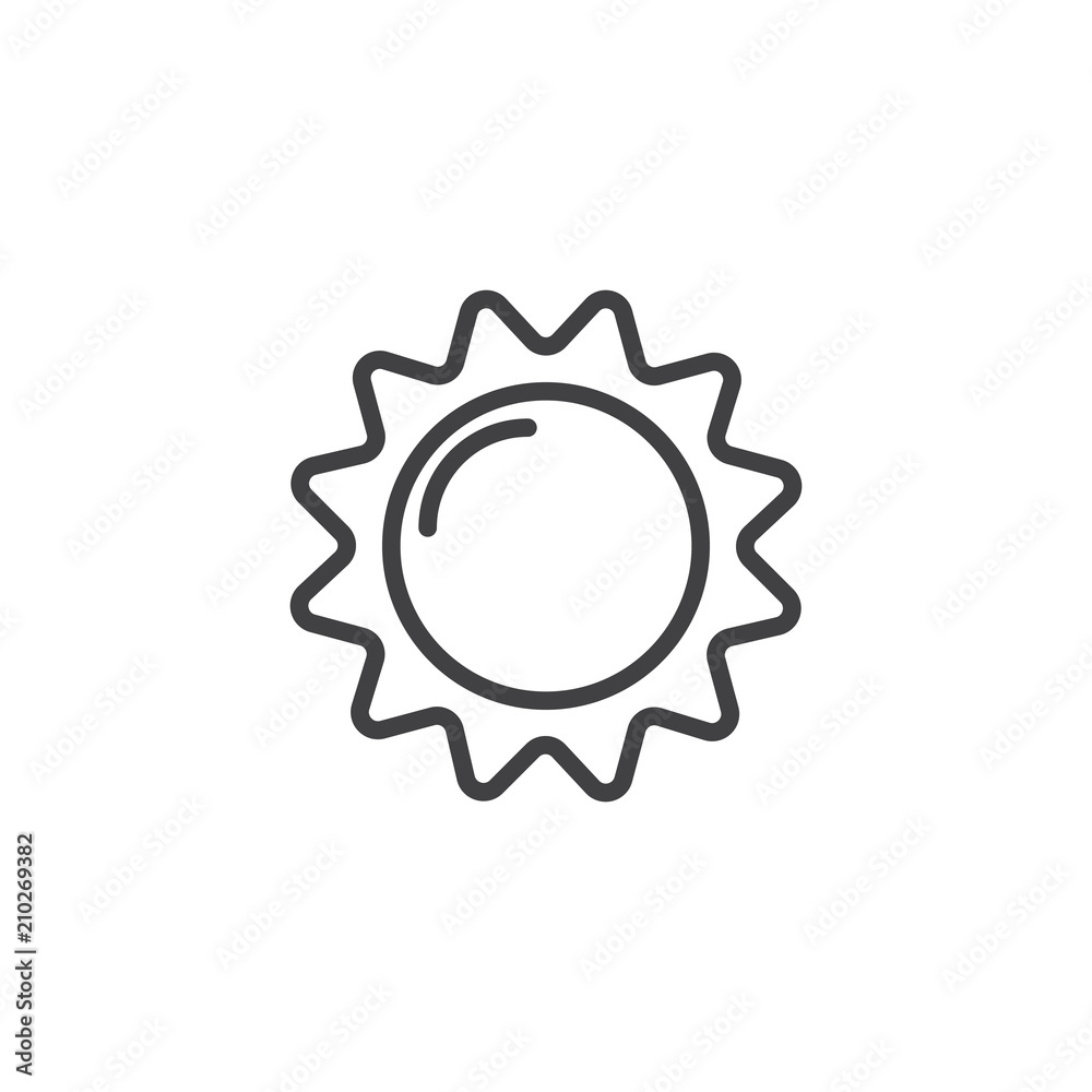 Sun outline icon. linear style sign for mobile concept and web design. Sunny, warm weather simple line vector icon. Symbol, logo illustration. Pixel perfect vector graphics Sun outline icon. linear style sign for mobile concept and web design. Sunny, warm weather simple line vector icon. Symbol, logo illustration. Pixel perfect vector graphics