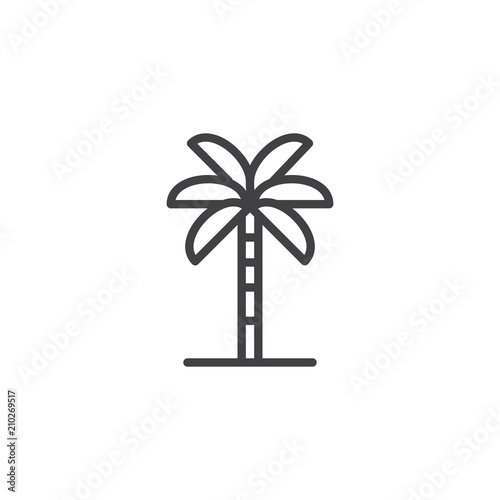 Palm tree outline icon. linear style sign for mobile concept and web design. Tropical plant simple line vector icon. Symbol, logo illustration. Pixel perfect vector graphics