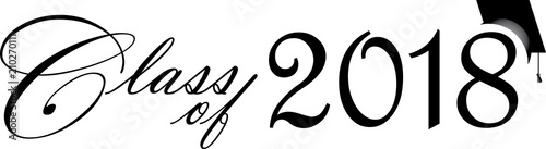 Class of 2018 Script with Graduation Cap
