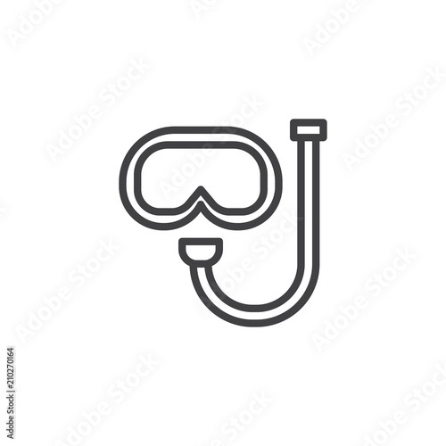 Diving mask outline icon. linear style sign for mobile concept and web design. Scuba, snorkel simple line vector icon. Symbol, logo illustration. Pixel perfect vector graphics