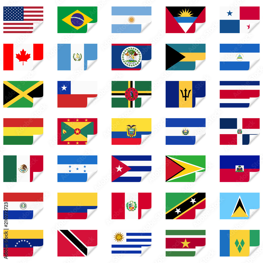 all country flags of America