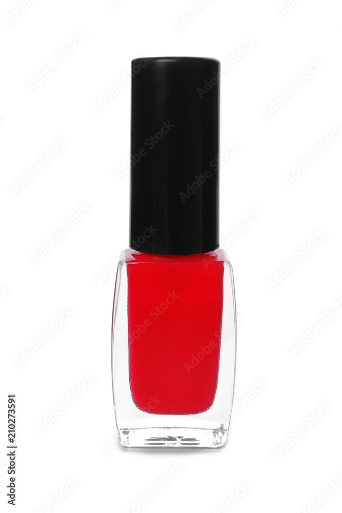 Glass bottle of nail polish on white background Glass bottle of nail polish on white background