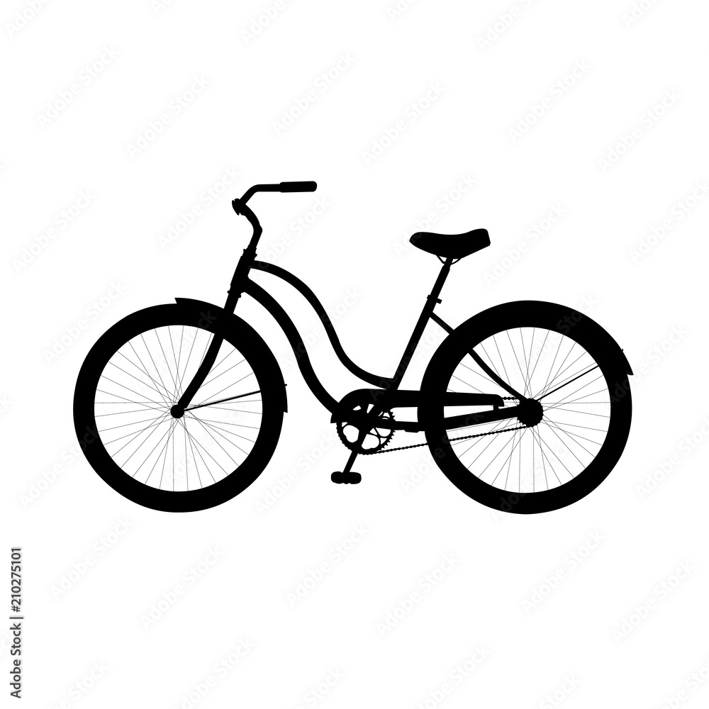 Bike icon. Black silhouette of a Bicycle.