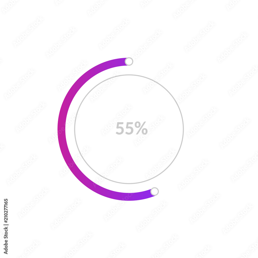 Business pie chart infographic with share of 55 percents for reports and presentations isolated on white background - vector illustration of colorful graphic element for statistics design. Business pie chart infographic with share of 55 percents for reports and presentations isolated on white background - vector illustration of colorful graphic element for statistics design.