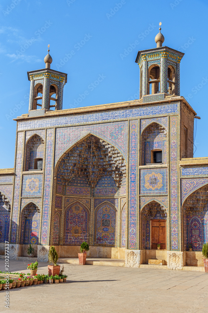 Nasir Ol-Molk mosque, also famous as Pink Mosque. Shiraz. Iran