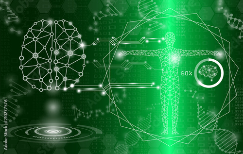 abstract background technology concept in green light,human body heal,technology modern medical science in future and global international medical with tests analysis clone DNA human