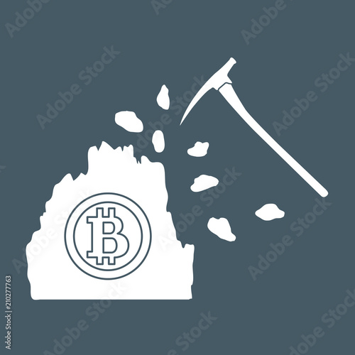 Mining of bitcoins. Digital currency.