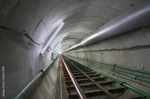 Tokyo,Japan-June 22,2018: Second Tagara river   rainwater storage trunk line is a water storage tunnel to control inundation being built twenty meters below ground in Tokyo. photo