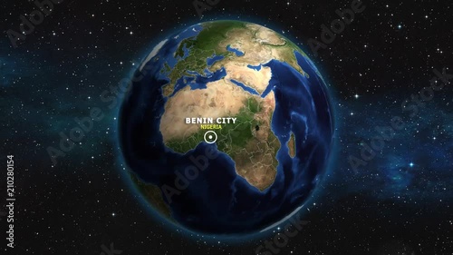 NIGERIA BENIN CITY ZOOM IN FROM SPACE photo