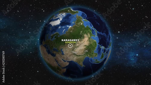 KAZAKHSTAN KARAGANDY ZOOM IN FROM SPACE photo