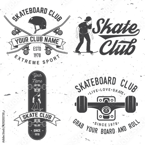 Skateboard club badge. Vector illustration.