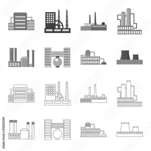 Industry, production.Factory set collection icons in outline,monochrome style vector symbol stock illustration web.