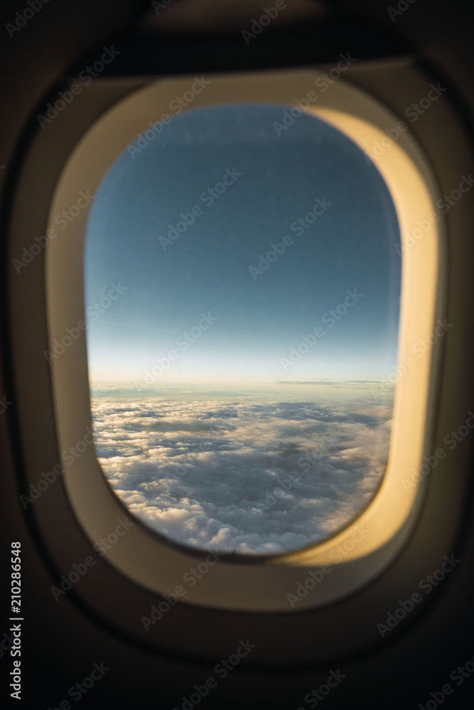 Airplane window in sunlight Airplane window in sunlight