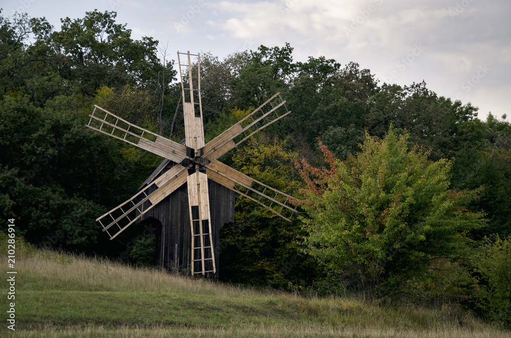 historically ancient wooden mill. historically ancient wooden mill.