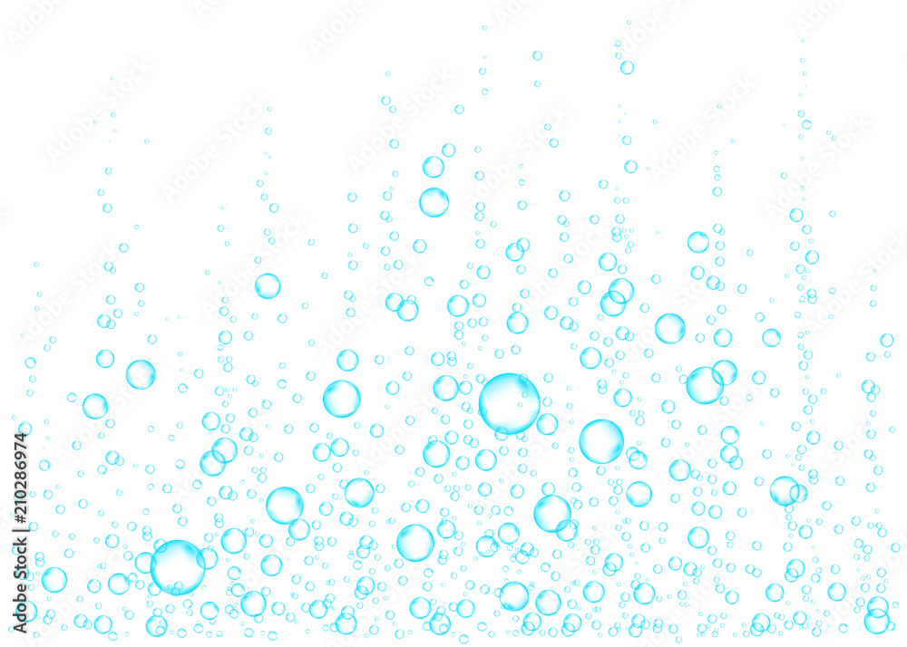 Underwater fizzing air, water or oxygen  bubbles.