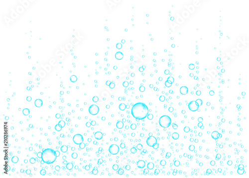 Underwater fizzing air  water or oxygen  bubbles.