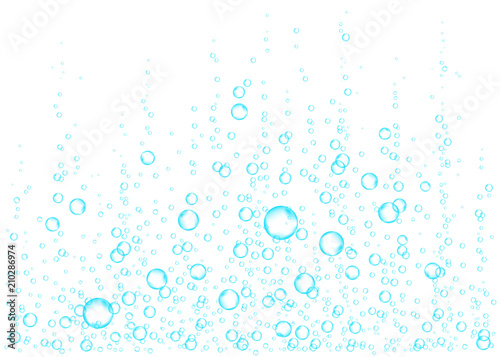 Underwater fizzing air, water or oxygen  bubbles.
